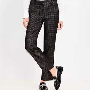 LOFT Black and Gold Jackard Ankle Pants